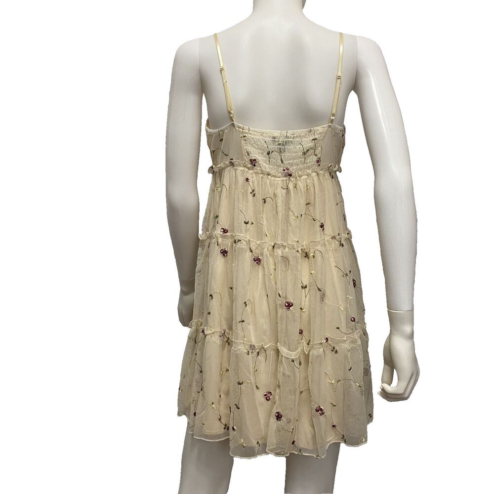 Trixxi Floral Womens Mini Dress Embroidered Spaghetti Strap Size M - Picture 2 of 14